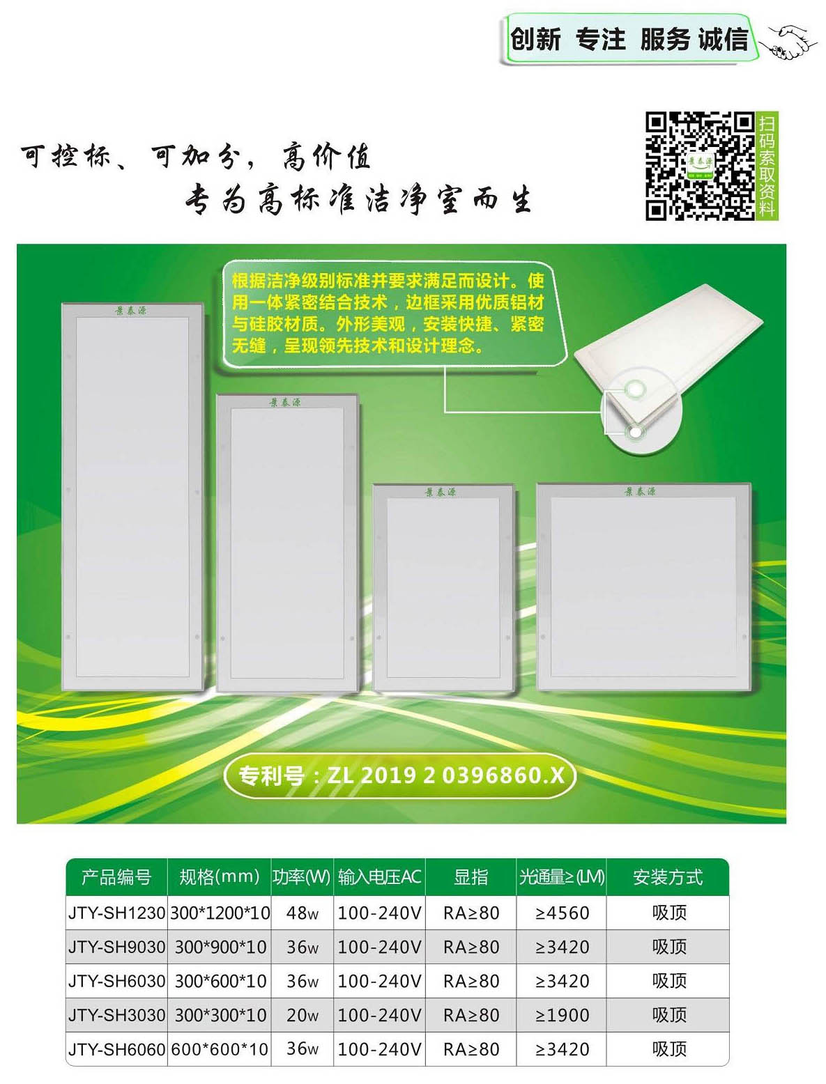 LED可控標(biāo)可加分專用平板凈化燈